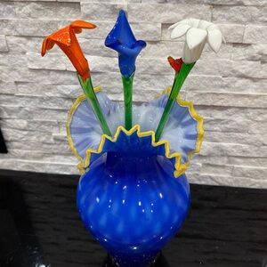 Handblown Murano Glass Three Flower Stems – Italian Art Glass